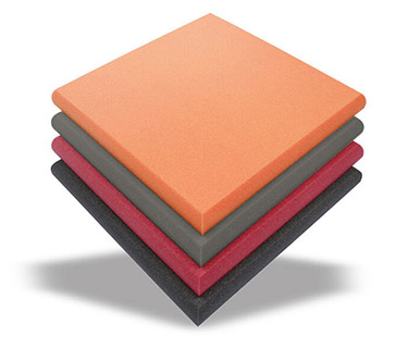 Gestapelde absorptieplaten met afgeronde hoek in diverse kleuren